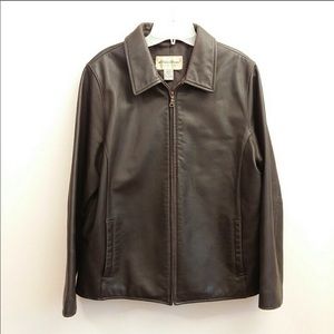 Eddie Bauer Brown Leather Jacket Size Large